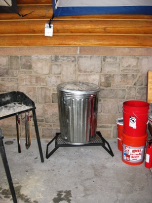 Dutch Oven Bread Rising in Garbage Can